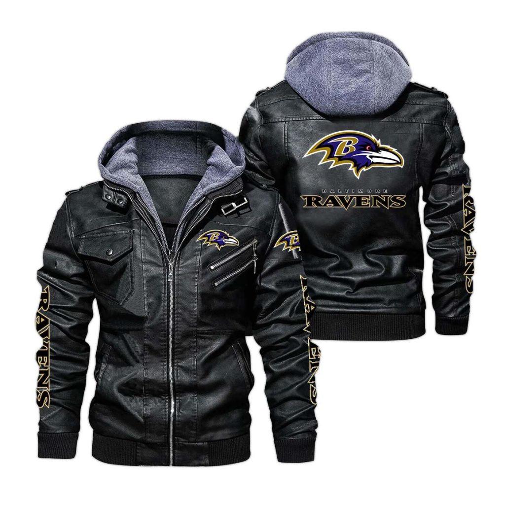 Baltimore Ravens Hooded Leather Jacket 2