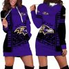 Baltimore Ravens Stripe Splash Womens Hoodie Dress