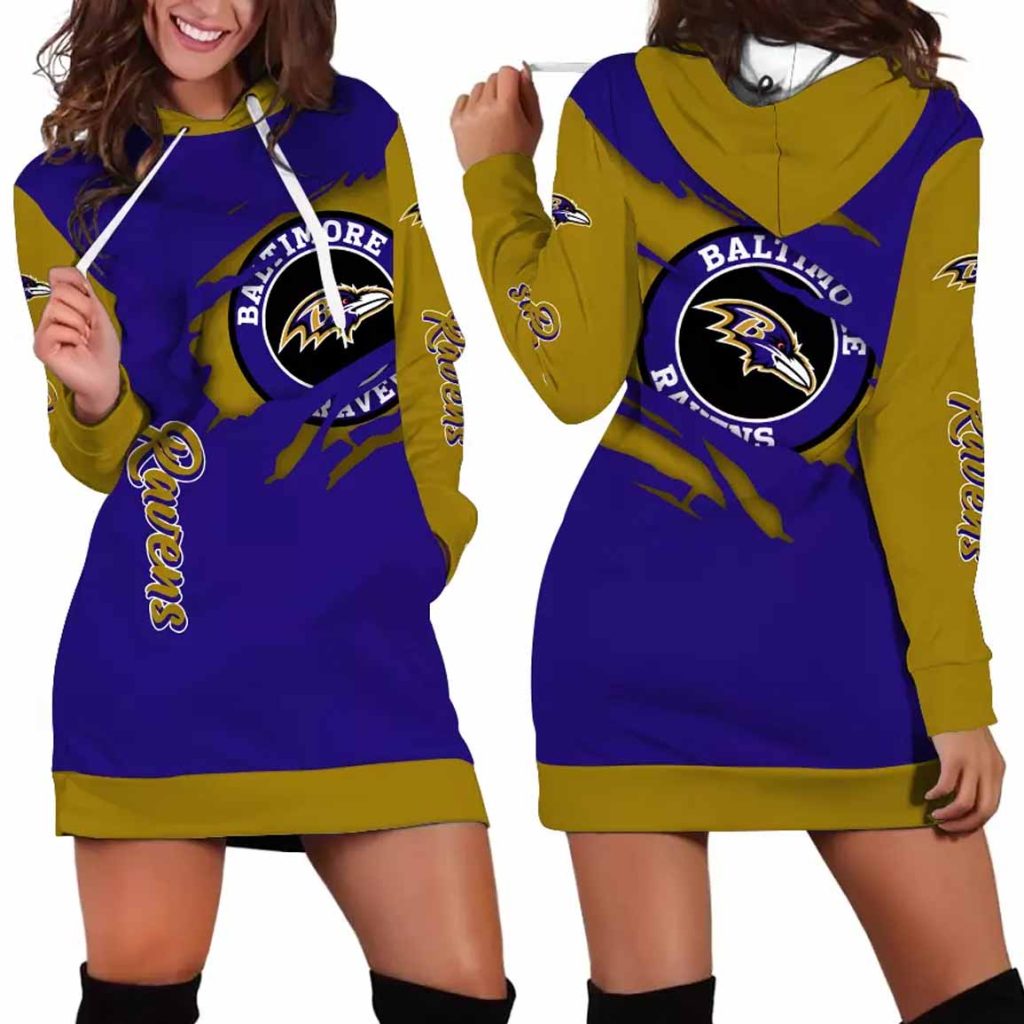 Baltimore Ravens Torn Effect Hoodie Dress