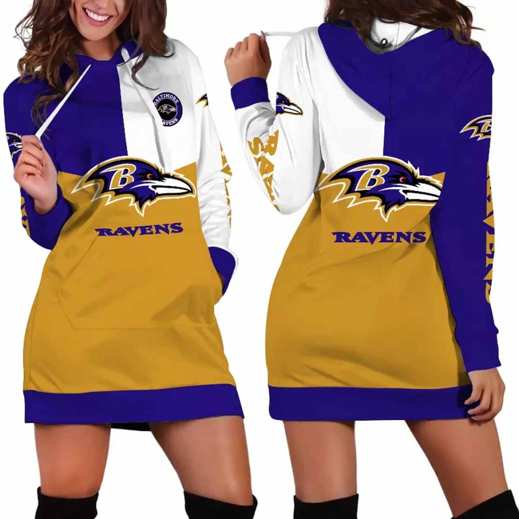 Baltimore Ravens Triple Color Women's Hoodie Dress