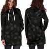 Black Flowers Womens Hoodie Dress 2