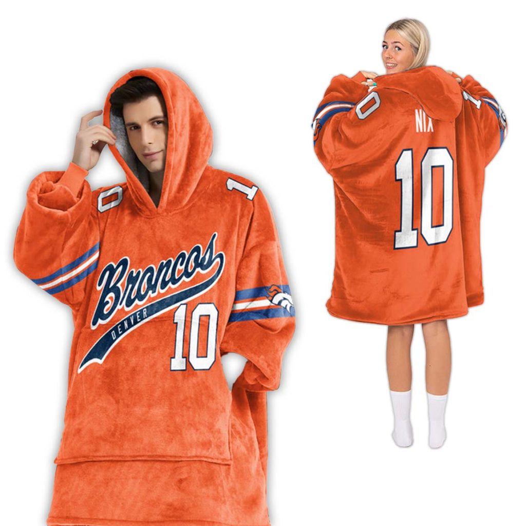 Bo Nix Denver Football Unisex Blanket Hoodie 2