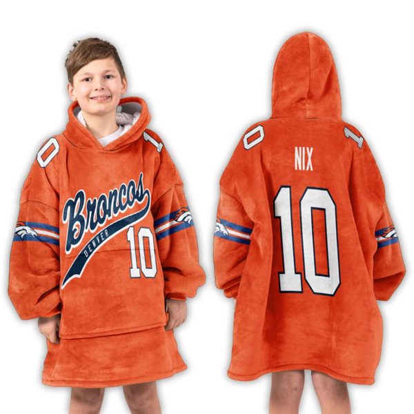 Bo Nix Denver Football Unisex Blanket Hoodie 3