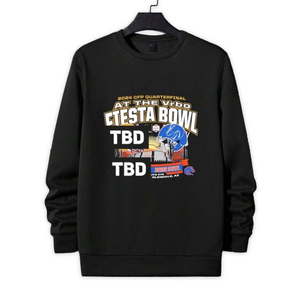 Boise State Broncos CFP Fiesta Bowl Dueling Helmet Shirt 4