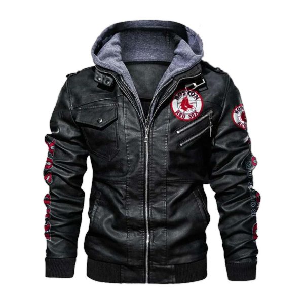 Boston Red Sox Hooded Leather Jacket 1