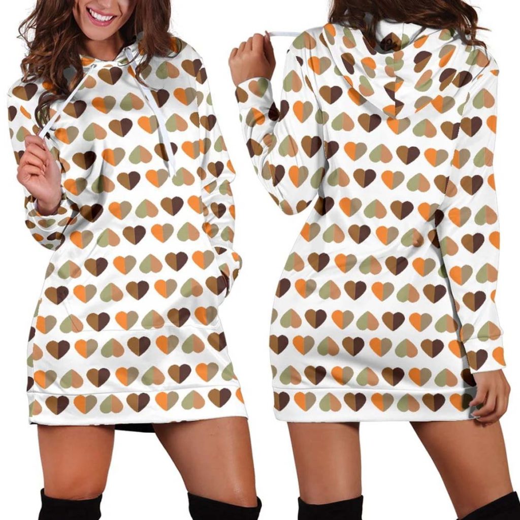 Brown Heart Women's Hoodie Dress