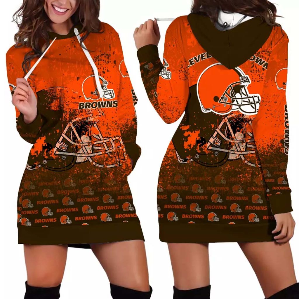 Browns Helmet Grunge Women's Hoodie Dress