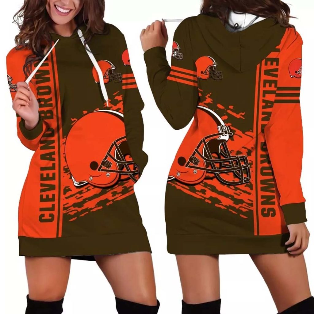 Browns Stripe Splash Women's Hoodie Dress