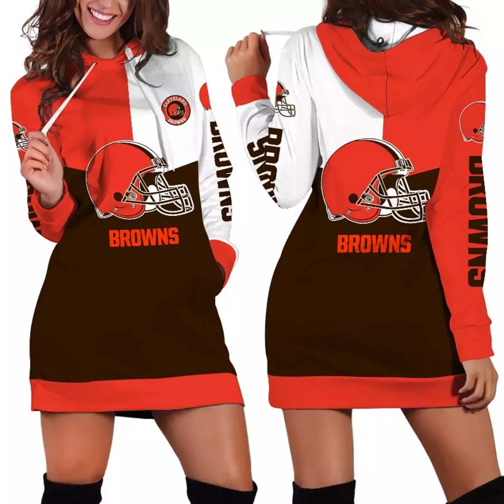 Browns Triple Color Women's Hoodie Dress