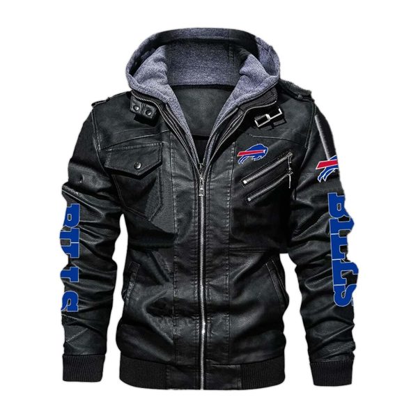 Buffalo Bills Hooded Leather Jacket 1