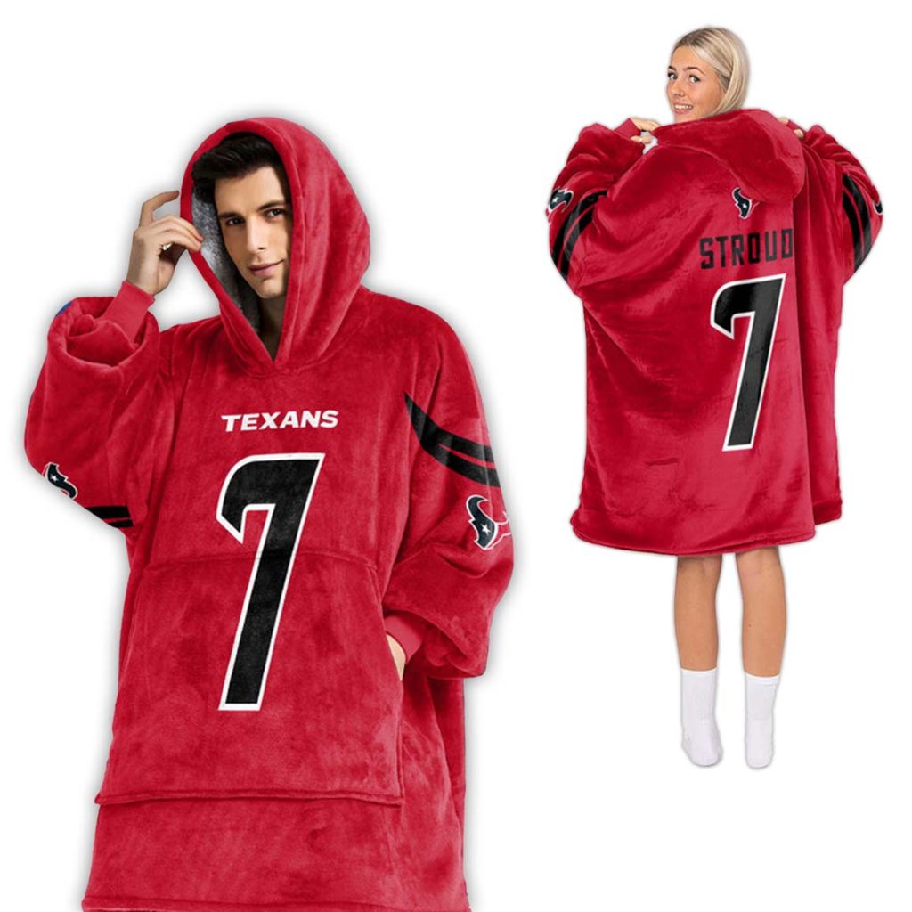 C J Stroud Texans Football Unisex Blanket Hoodie 2