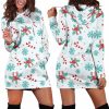 Candy Cane Blue Snow Hoodie Dress 1