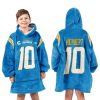 Captain J Herbert 10 Los Angeles Chargers Football Unisex Blanket Hoodie 3