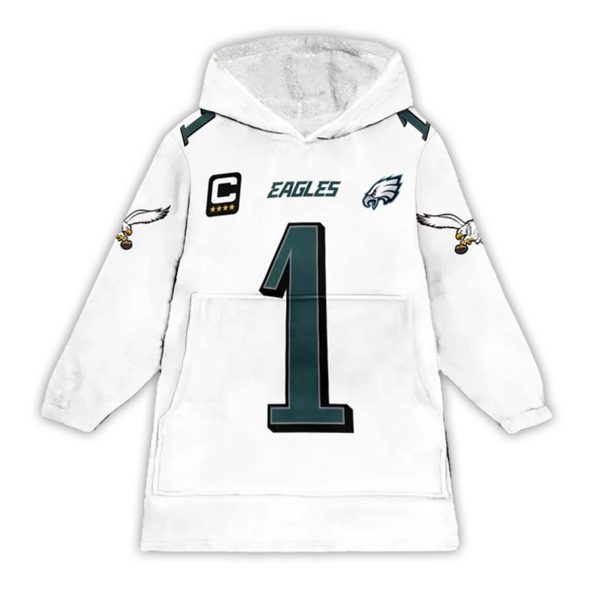 Captain J Hurts 1 Philadelphia Eagles Football Unisex Blanket Hoodie 1