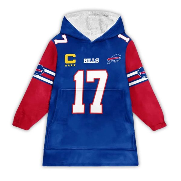 Captain Josh Allen 17 Buffalo Bills Football Unisex Blanket Hoodie 1