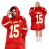 Captain Mahomes 15 Kansas City Football Unisex Blanket Hoodie 2