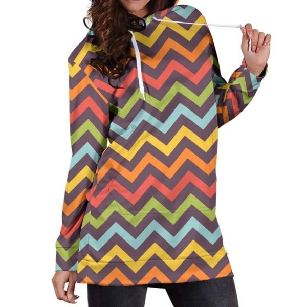 Chevron Pattern Hoodie Dress 2