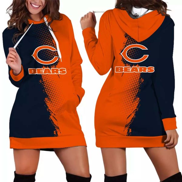 Chicago Bears Gradient Split Hoodie Dress