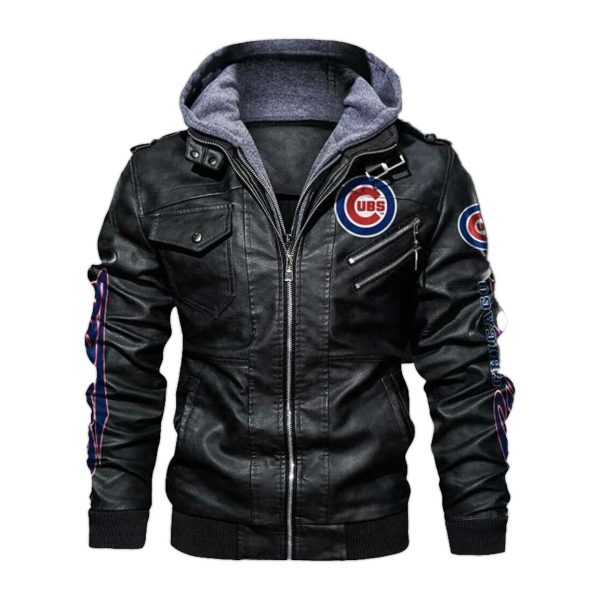 Chicago Cubs Hooded Leather Jacket 1