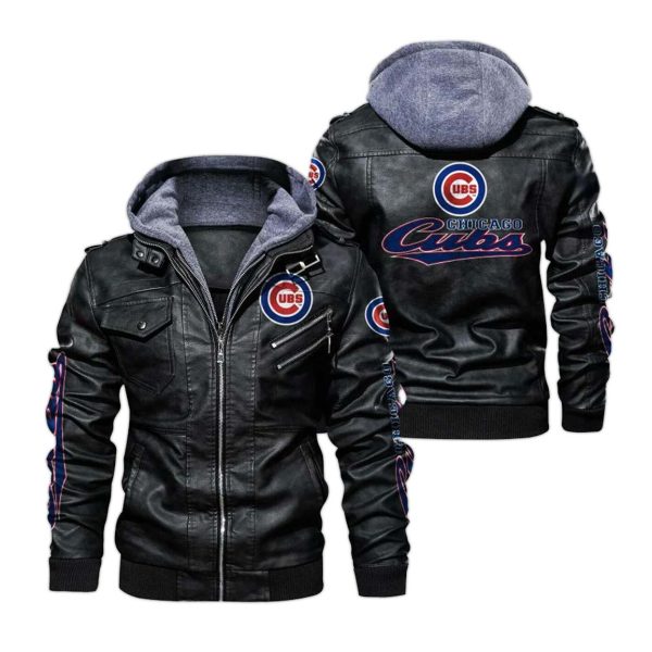 Chicago Cubs Hooded Leather Jacket 2