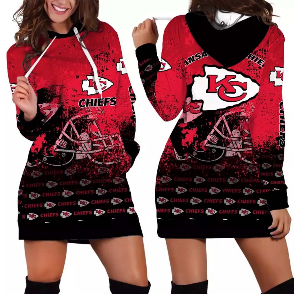 Chiefs Helmet Grunge Women's Hoodie Dress