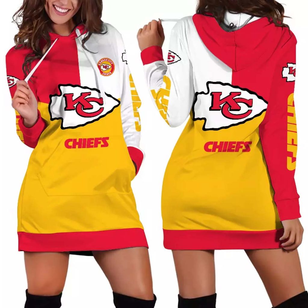 Chiefs Triple Color Women's Hoodie Dress