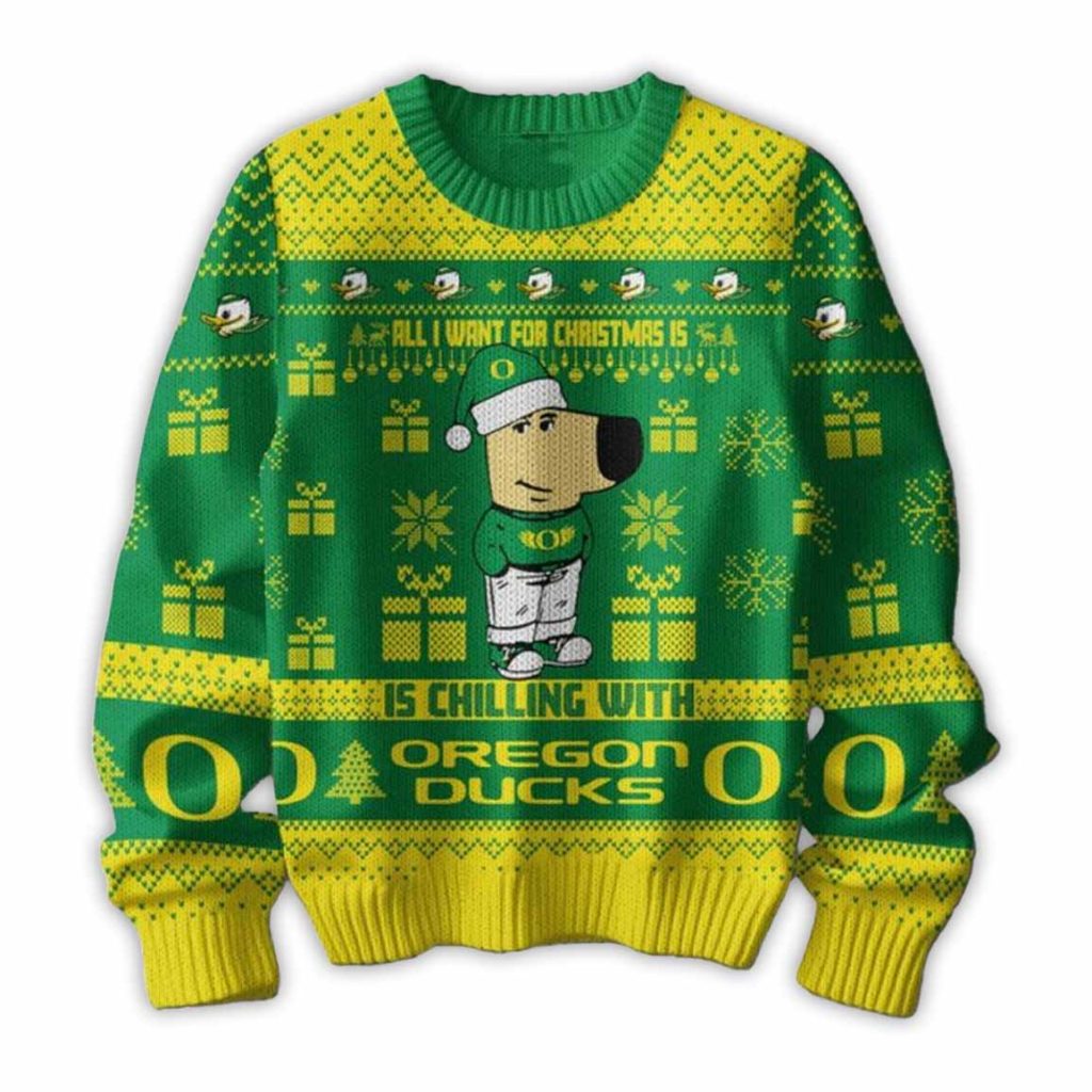 Chill Guy Oregon Ducks Ugly Christmas Sweater