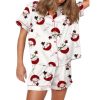 Christmas Snowman In Wine Print Pajama Set 2