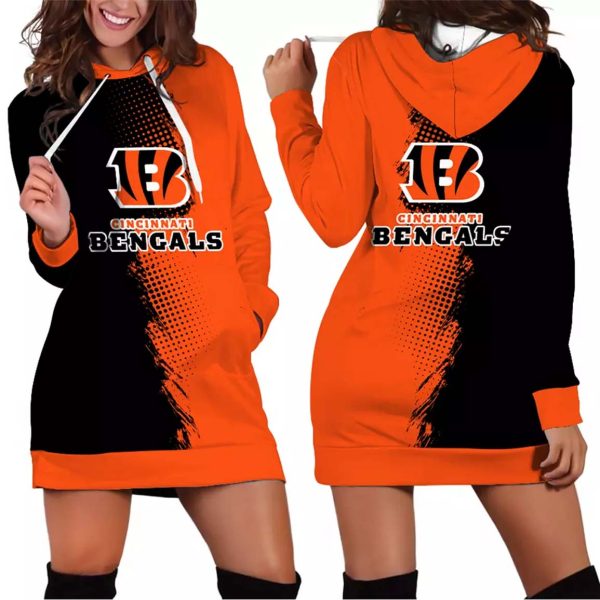 Cincinnati Bengals Gradient Split Hoodie Dress