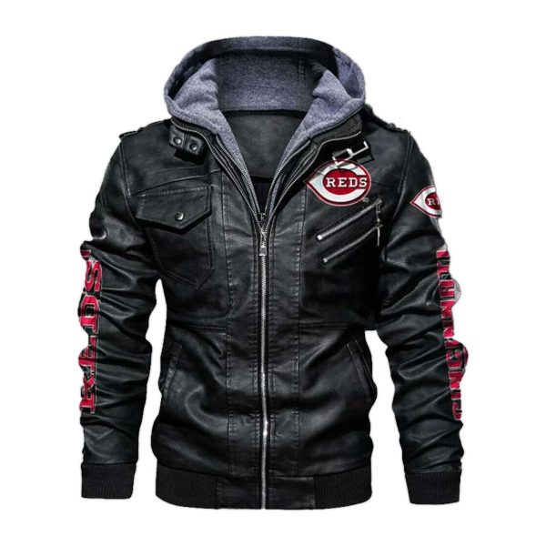 Cincinnati Reds Hooded Leather Jacket 1