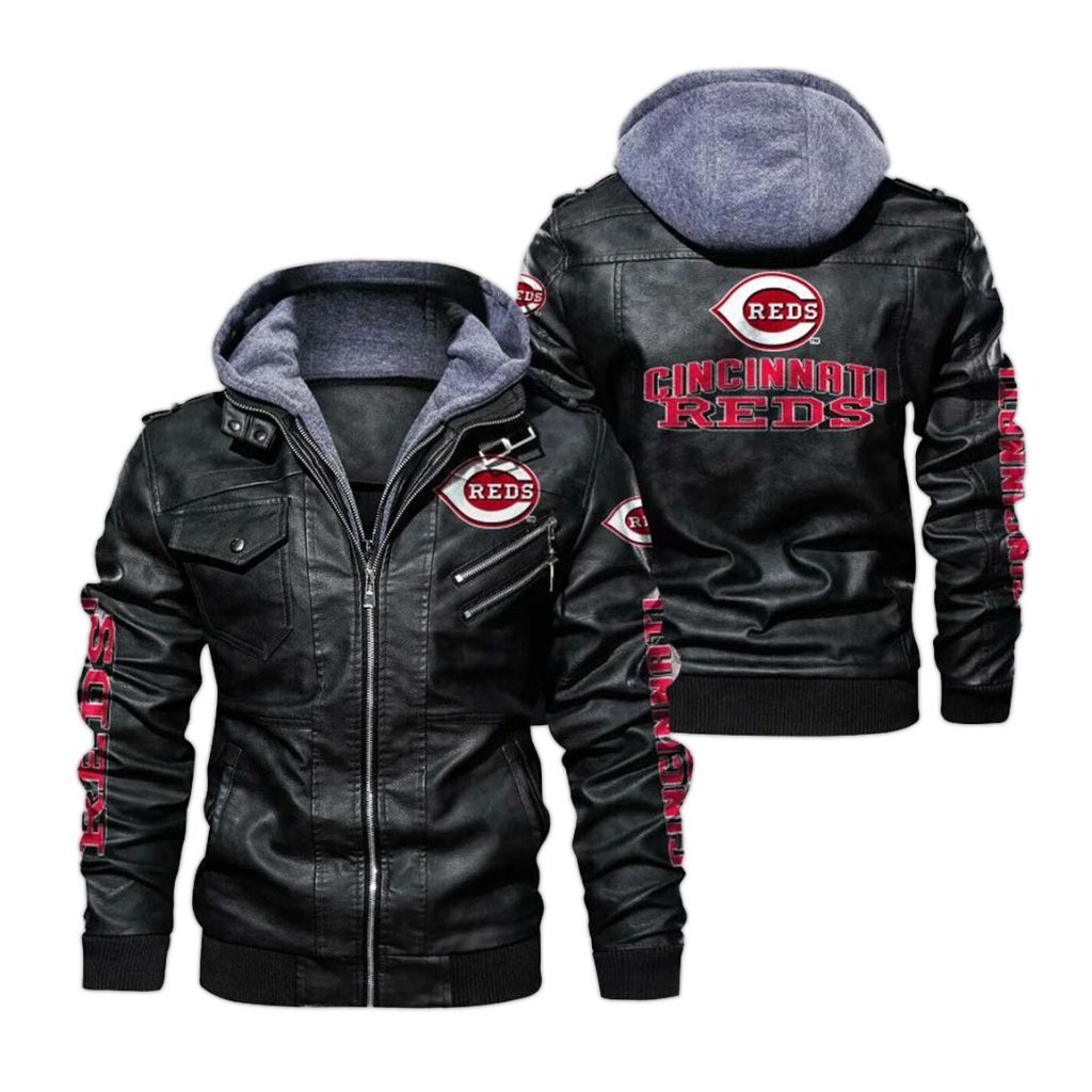 Cincinnati Reds Hooded Leather Jacket 2