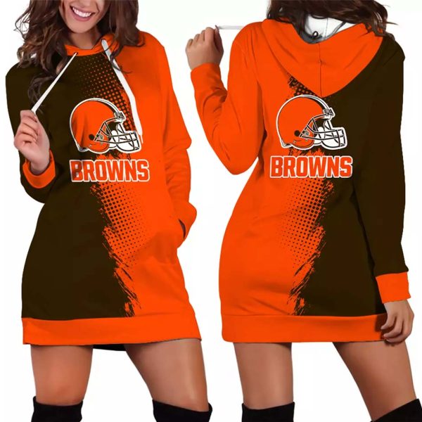 Cleveland Browns Gradient Split Hoodie Dress