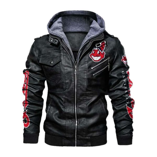 Cleveland Indians Hooded Leather Jacket 1