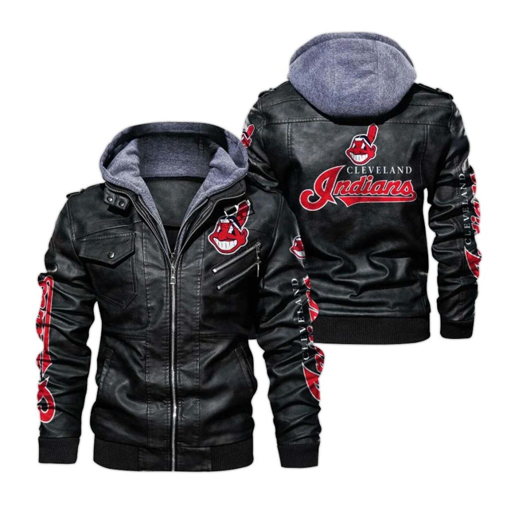 Cleveland Indians Hooded Leather Jacket 2