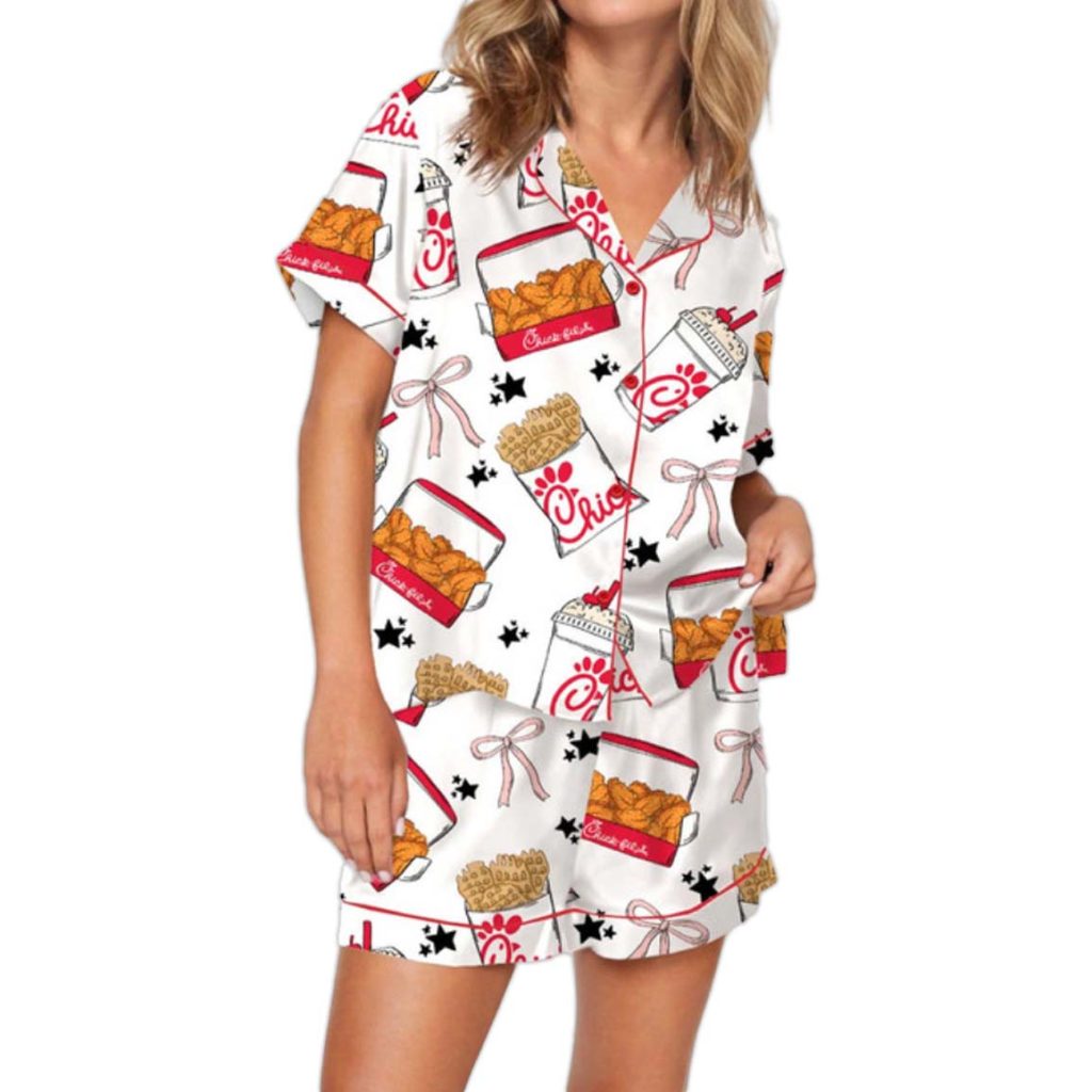 Coquette Chicken Nuggets Satin Pajamas Set 2