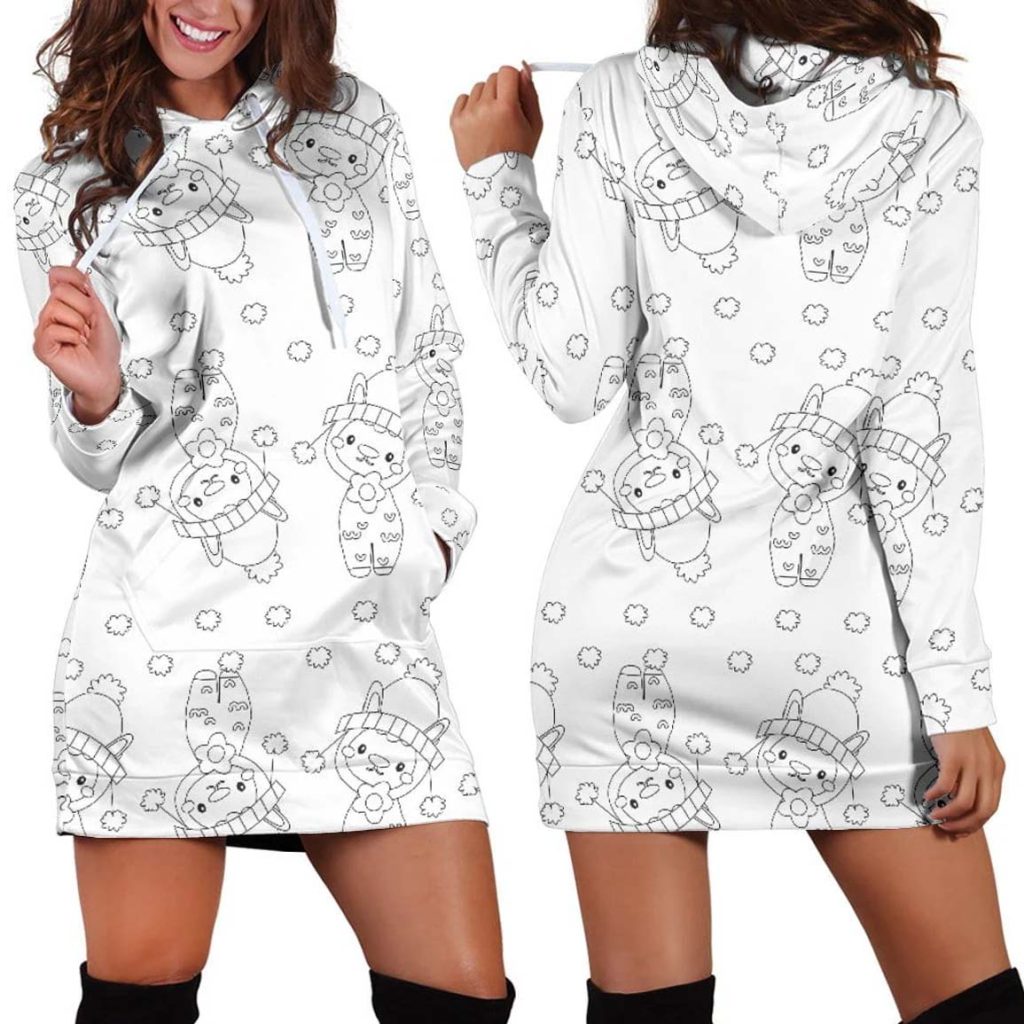 Cute Llama Holiday Women's Hoodie Dress