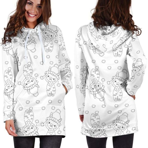 Cute Llama Holiday Womens Hoodie Dress 2