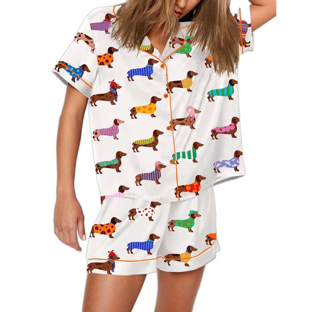 Dachshund Dog Satin Pajama Set 1