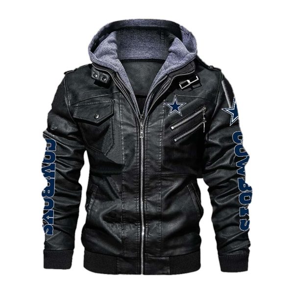 Dallas Cowboys Hooded Leather Jacket 1