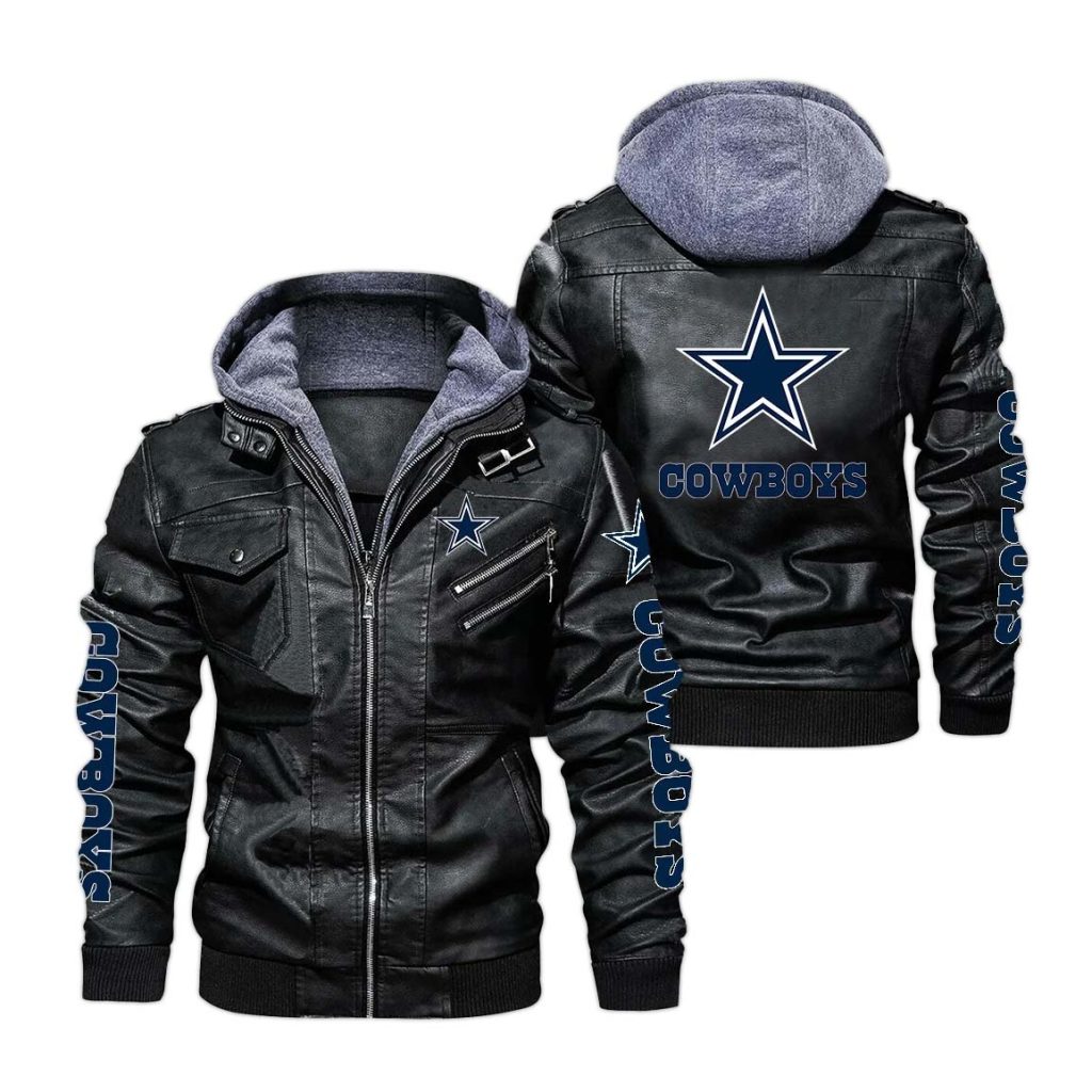 Dallas Cowboys Hooded Leather Jacket 2