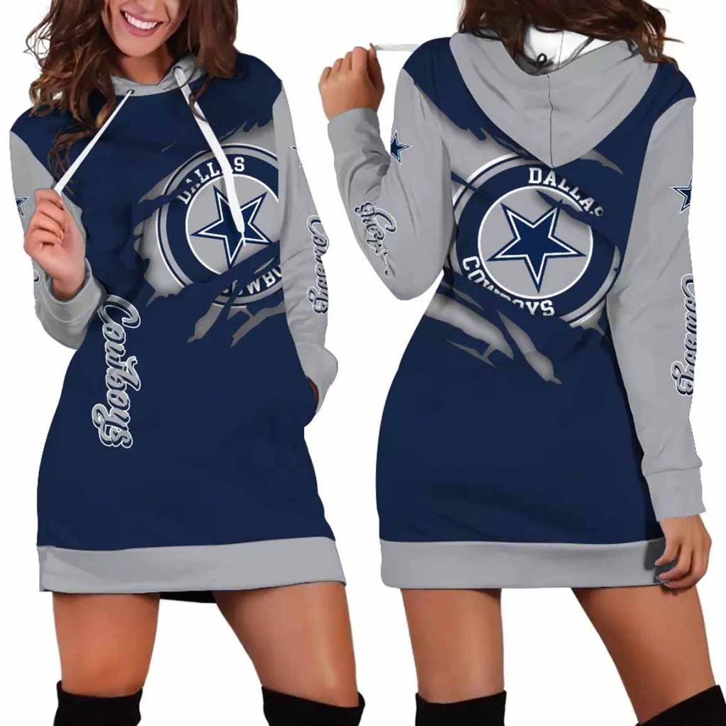 Dallas Cowboys Torn Effect Hoodie Dress