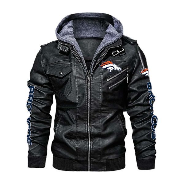 Denver Broncos Hooded Leather Jacket 1