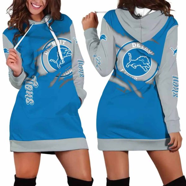 Detroit Lions Torn Effect Hoodie Dress