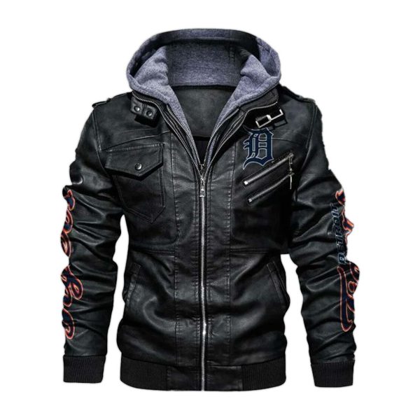 Detroit Tigers Hooded Leather Jacket 1