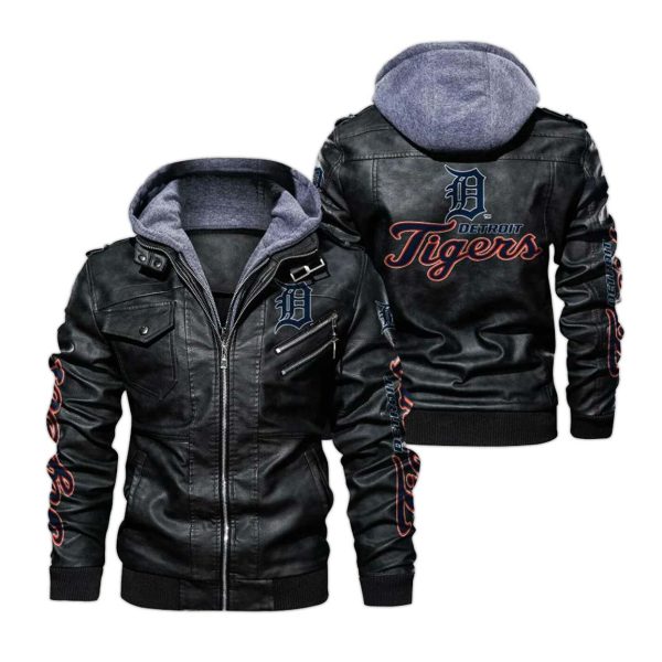 Detroit Tigers Hooded Leather Jacket 2