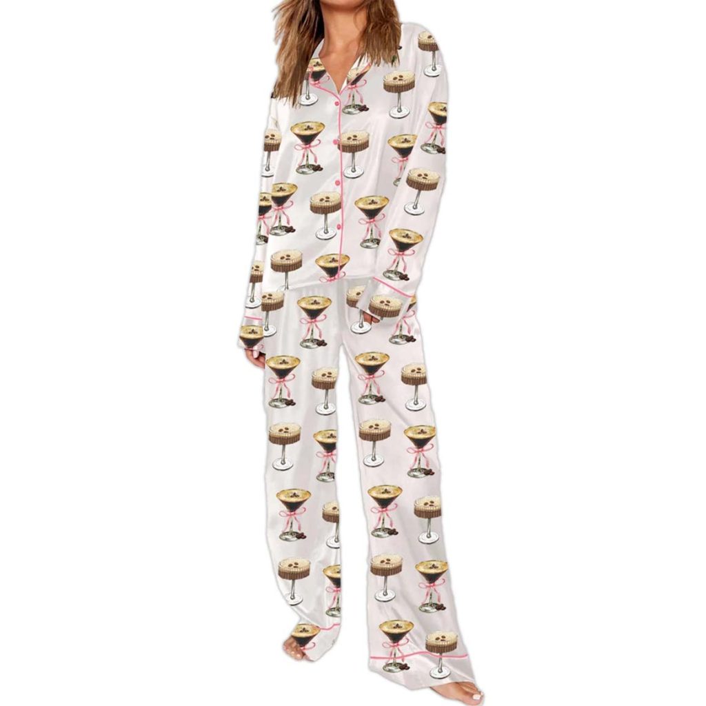 Espresso Martini Pink Bow Pajama Set 2