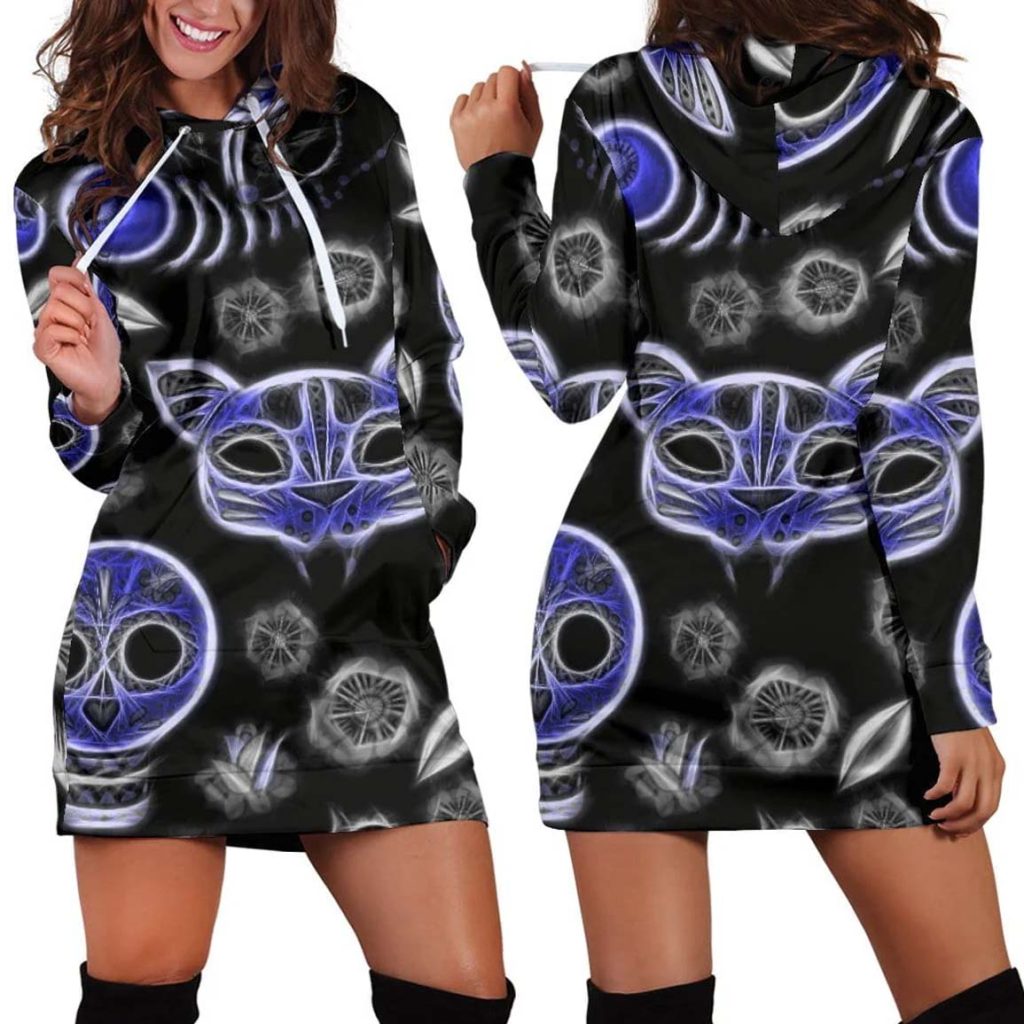 Fractal Cat Women's Hoodie Dress