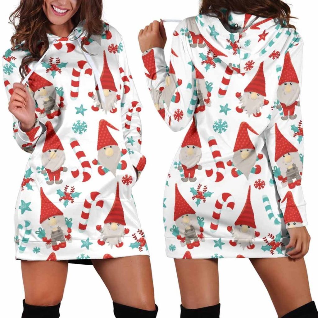 Gnomey Candy Canes Hoodie Dress 1