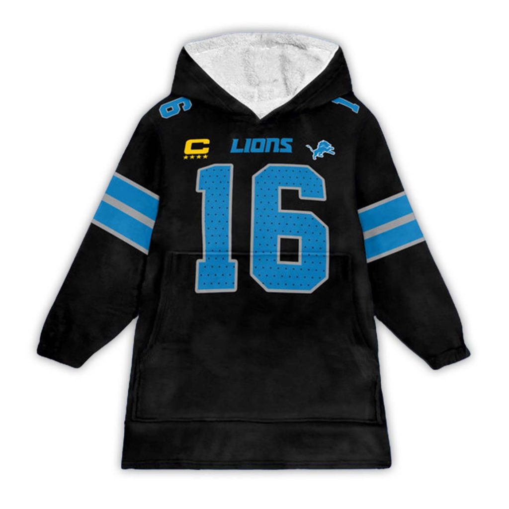 Goff 16 Detroit Lions Football Unisex Blanket Hoodie 1