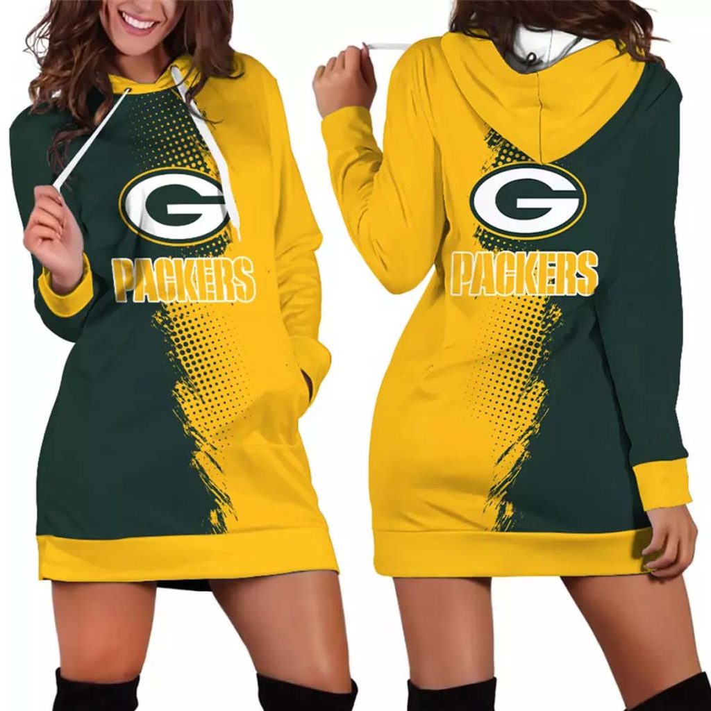 Green Bay Packers Gradient Split Hoodie Dress